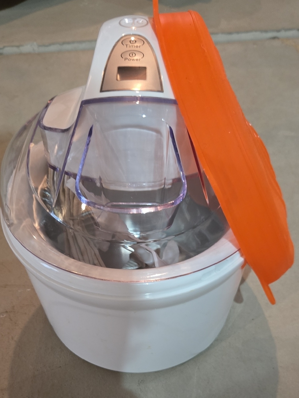 White & Orange Electric Ice Cream Maker - Never Used!